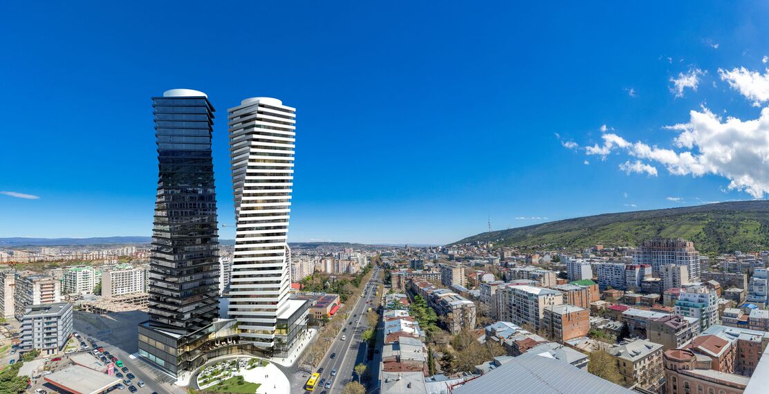 ConceptWall 50 Murs rideaux, ConceptSystem 77 Portes et ConceptSystem 77 Fenêtres - Complexe immobilier L'Axis Towers situé à Tbilisi, Géorgie
