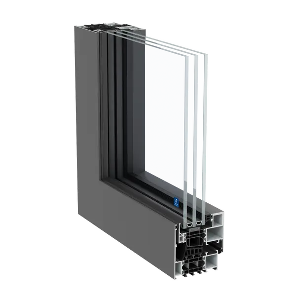 Hoekstaal van Reynaers Aluminium MasterLine 8 HI+ met driedubbel glas