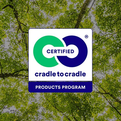 Het Cradle to Cradle logo voor een groene boomkruin.