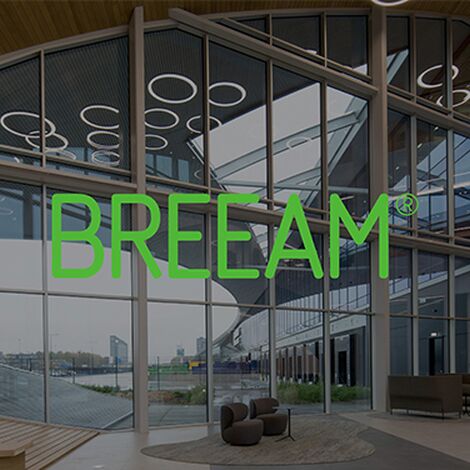 Het BREEAM logo voor een gecertificeerd groen bouwproject.