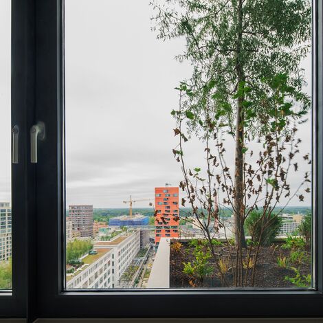 SlimLine 38 Ramen, SlimLine 38 Deuren en ConceptWall 50 Glasgevels - Trudo Toren Vertical Forest gelegen in Eindhoven, Nederland